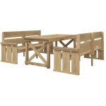 Vidaxl ensemble � manger de jardin 3 pcs bois de pin impr�gn�