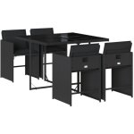 Vidaxl ? ensemble � manger de jardin 5 pi�ces ? r�sine tress�e noire ? chaises avec coussins rembourr�s ...