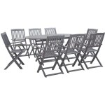 Vidaxl ensemble � manger de jardin 9 pcs bois d'acacia massif gris