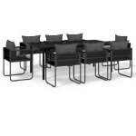 Vidaxl ? ensemble table et chaise de jardin 9 pcs ? acier enduit de poudre et verre tremp� ? chaises ...