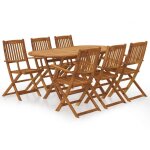 Vidaxl - ensemble � manger de jardin pliable 7 pcs bois d'acacia solide