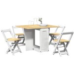 Vidaxl ? ensemble � manger papillon 5 pcs pliable blanc bois pin ? table extensible avec compartiment ...