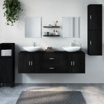 Vidaxl - ensemble de meubles salle de bain 7 pcs noir bois d'ing�nierie