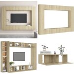 Vidaxl - ensemble de meubles tv 8 pcs chne sonoma bois d'ingnierie - meuble tv mural - meuble tv moderne ...