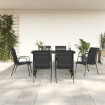 Vidaxl ? ensemble table et chaises de jardin 7 pcs ? noir textil�ne et acier ? table 140x70cm avec verre ...