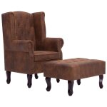 Vidaxl - fauteuil chesterfield et repose - pieds marron similicuir daim