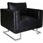 Fauteuil cube avec pieds chromés noir similicuir vidaxl Fauteuil cube avec pieds chromés noir similicuir vidaxl