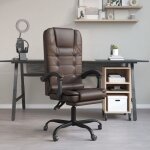 Fauteuil de massage inclinable de bureau marron similicuir vidaxl