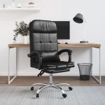 Fauteuil de massage inclinable de bureau noir similicuir