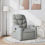 Vidaxl ? fauteuil relax inclinable gris clair ? tissu 100% polyester ? massage par vibrations 6 points ...