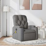 Vidaxl ? fauteuil relax inclinable gris fonc� ? tissu 100% polyester ? massage par vibrations 6 points ...