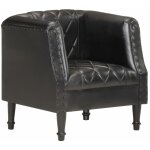 Vidaxl - fauteuil noir cuir vritable de chvre