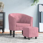 Fauteuil avec repose - pied rose velours vidaxl