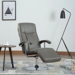 Vidaxl ? fauteuil relax inclinable gris en similicuir ? cadre m�tal chrom� ? confort optimal pour t�l�vision ...