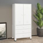 The living store garde - robe blanc 90x50x180 cm m�tal - armoire blanche - meuble industriel - rangement ...