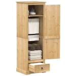 Vidaxl ? garde - robe en bois de pin massif marron 55x50x170 cm ? 2 portes ? poign�es en m�tal ? finition ...