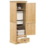 Vidaxl ? garde - robe en bois de pin massif marron 55x50x170 cm ? 2 portes ? poign�es en m�tal ? finition ...