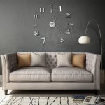 Vidaxl ? horloge murale 3d argent�e haute brillance 100 cm ? eav ? aiguille heures 23, 5 cm ? aiguille ...