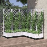 Vidaxl ? jardini�re avec treillis blanc 120x120x121, 5 cm ? polypropyl�ne r�sistant aux chocs ? support ...