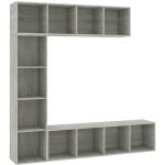 Vidaxl - jeu de biblioth�que / meuble tv 3 pcs gris b�ton 180x30x180 cm
