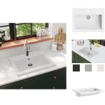 Vidaxl - lavabo en granit 600 x 450 x 120 mm blanc - lavabo - meuble de salle de bain - lavabo en granit ...