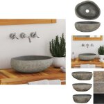 Vidaxl - lavabo en pierre de rivi�re ovale (29 - 38)x(24 - 31) cm - lavabo - �vier - pierre naturelle ...