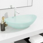 Vidaxl ? vasque � poser en verre tremp� 54, 5x35x15, 5 cm ? �paisseur 1, 2 cm ? givr�e ? installation ...