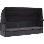 Vidaxl - lit - canapé d'extérieur avec auvent résine tressée noir Vidaxl - lit - canapé d'extérieur avec auvent résine tressée noir