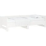 Lit coulissant blanc bois de pin solide 2x(90x190) cm