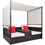 Vidaxl - lit de jardin avec auvent marron 190x130 cm résine tressée Vidaxl - lit de jardin avec auvent marron 190x130 cm résine tressée