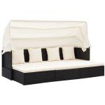 Vidaxl - lit de jardin avec toit noir r�sine tress�e