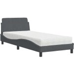 Lit avec matelas gris fonc� 90x190 cm velours vidaxl