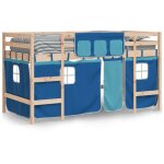 Vidaxl - lit mezzanine enfants et rideaux bleu 80x200cm bois pin massif