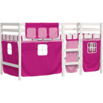 Vidaxl - lit mezzanine enfants avec rideaux sans matelas rose 90x190 cm