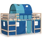 Vidaxl - lit mezzanine enfants avec tunnel bleu 80x200cm bois pin massif