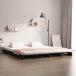 Vidaxl ? lit palette noir 140x190 cm en bois massif ? structure robuste avec lattes pour matelas ? montage ...