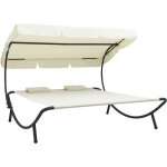 Vidaxl - lit de repos d'ext�rieur avec auvent et oreillers blanc cr�me