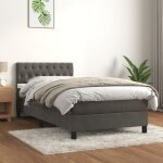 Vidaxl - lit à sommier tapissier et matelas gris foncé 90x200 cm velours Vidaxl - lit à sommier tapissier et matelas gris foncé 90x200 cm velours
