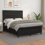 Vidaxl - lit � sommier tapissier avec matelas noir 140x190 cm similicuir