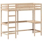 Lit superpos avec bureau 80x200 cm bois de pin massif