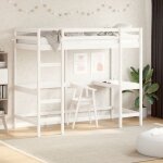 Vidaxl - lit superpos� avec bureau blanc 90x200 cm bois de pin massif