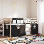Vidaxl - lit superpos avec rideaux blanc / noir 90x190 cm bois pin massif