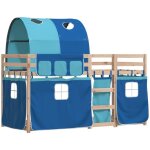 Vidaxl - lit superpos avec rideaux bleu 90x190 cm bois pin massif