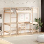 Lit superpos� avec bureau 90x190 cm bois de pin massif