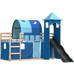 Vidaxl - lit superpos� sans matelas avec toboggan et rideaux 90x200 cm