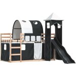 Vidaxl - lit superpos� avec toboggan et rideaux blanc et noir 90x190 cm