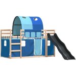 Vidaxl - lit superpos� avec toboggan et rideaux bleu 90x190 cm