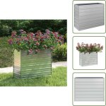 Vidaxl - lit sur�lev� de jardin 100x40x77 cm acier galvanis� argent� - jardiniere metal - pot de fleurs ...