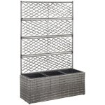 Vidaxl - lit sur�lev� en treillis 3 pots 83x30x130cm r�sine tress�e gris