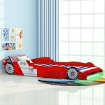 Vidaxl ? lit voiture de course pour enfants avec led ? dimensions 90 x 200 cm ? cadre en mdf ? lattes ...